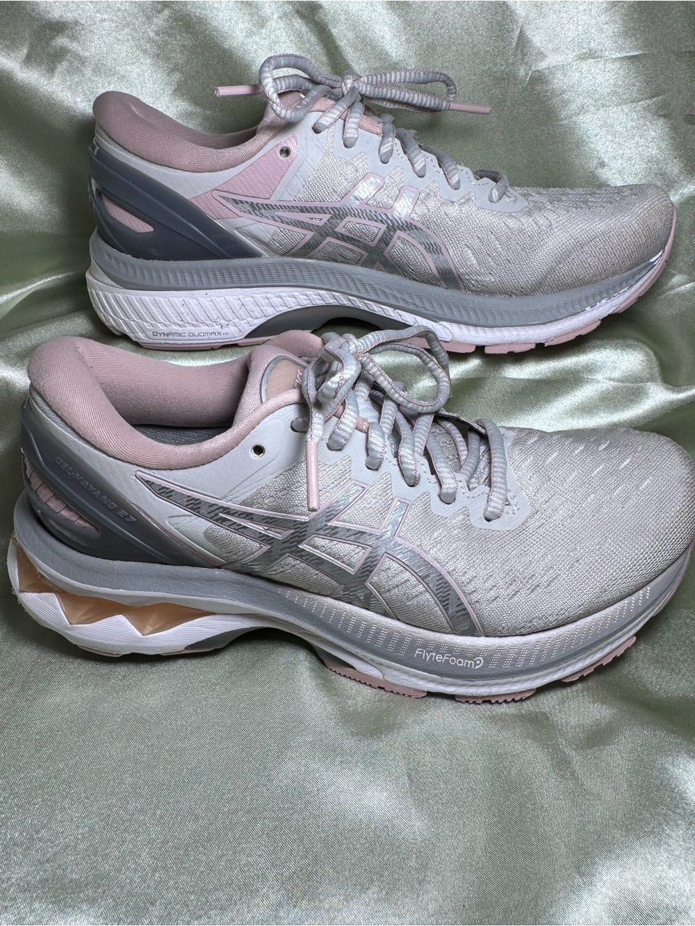 ⁠ASICS GEL-Kayano 27 Silver Pink Running Shoes Sneakers 1012A992 Women Size 6⁠